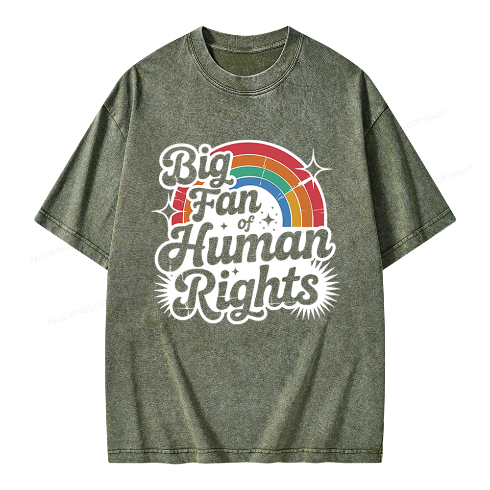 Pagewings Big Fan of Human Rights Unisex Washed T-shirt