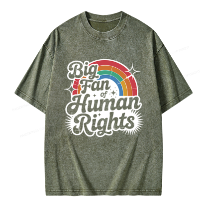 Pagewings Big Fan of Human Rights Unisex Washed T-shirt