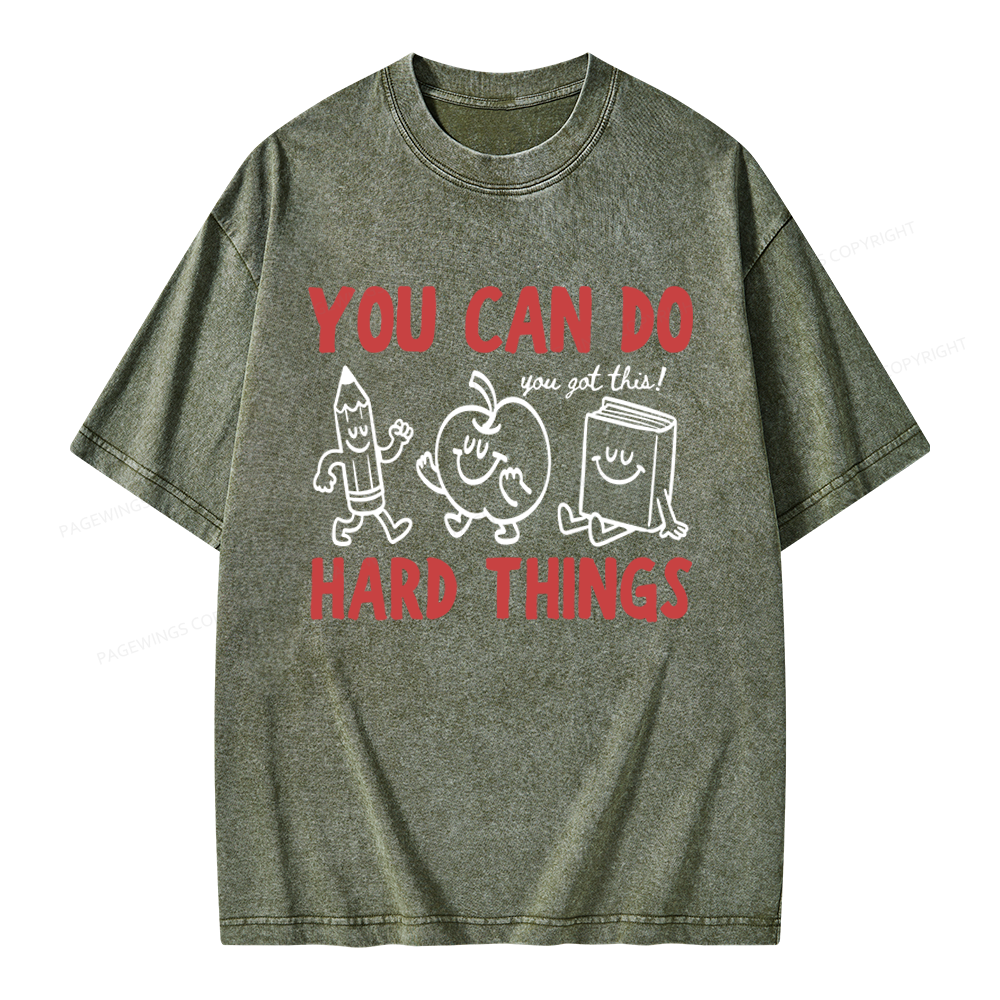 Pagewings You Can Do Hard Things Unisex Washed T-shirt
