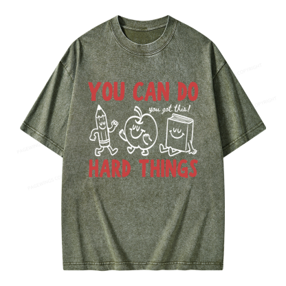 Pagewings You Can Do Hard Things Unisex Washed T-shirt