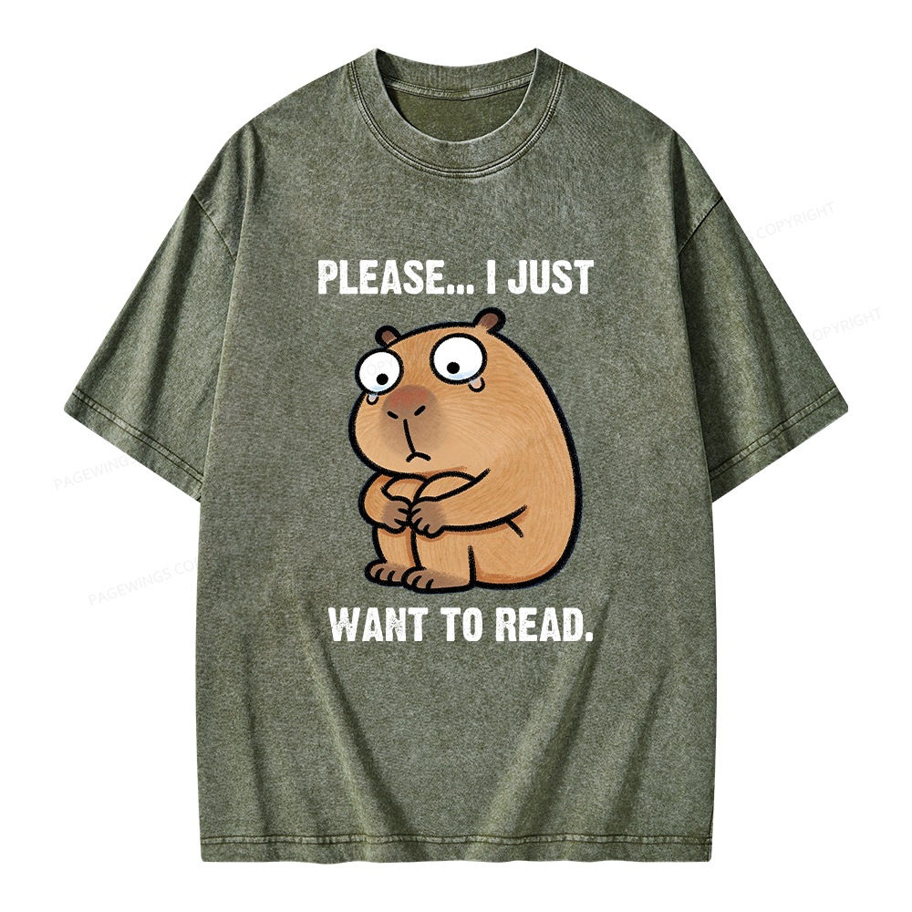 Pagewings I Just Want To Read Unisex Washed T-shirt