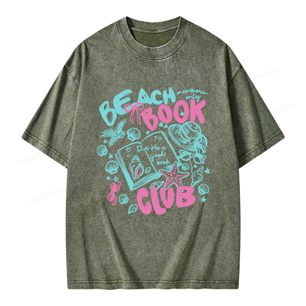Pagewings Beach Book Club Unisex Washed T-shirt