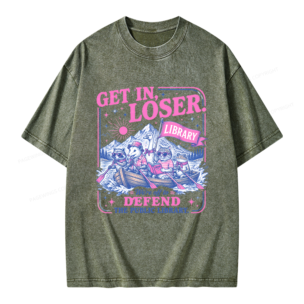 Pagewings We’re Off To Defend The Public Library Unisex Washed T-shirt
