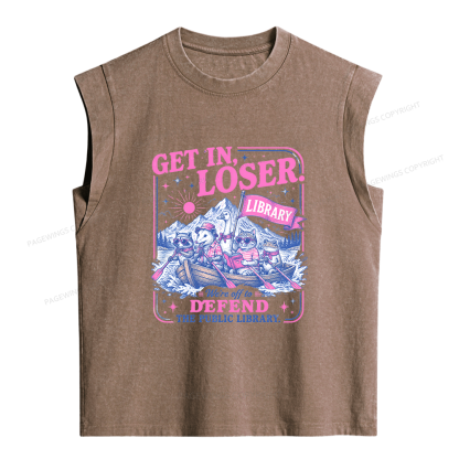 Pagewings We’re Off To Defend The Public Library Women's Washed Tank Top
