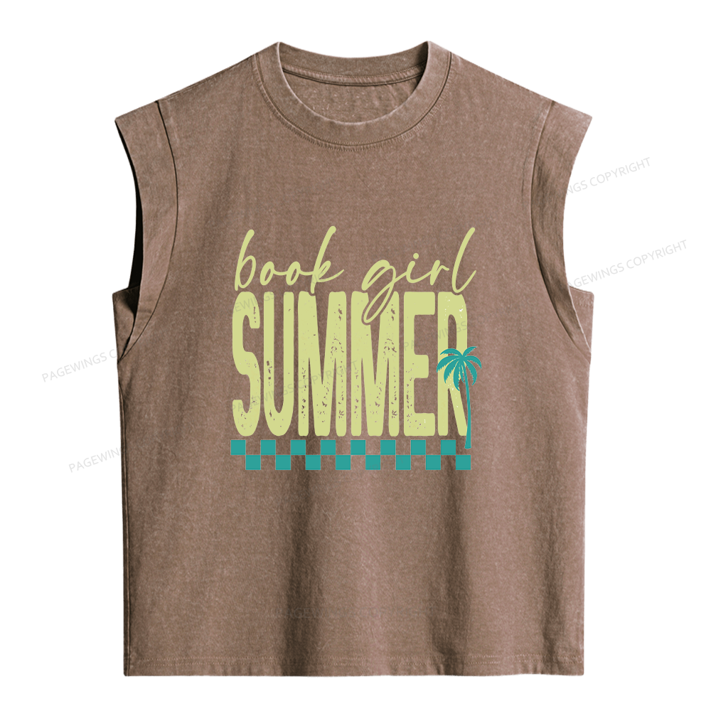Pagewings Book Girl Summer Women's Washed Tank Top