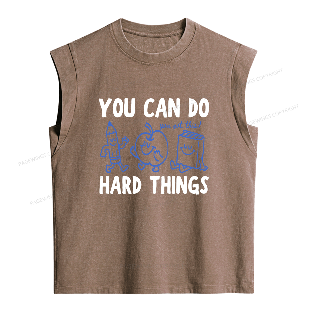 Pagewings You Can Do Hard Things Women's Washed Tank Top