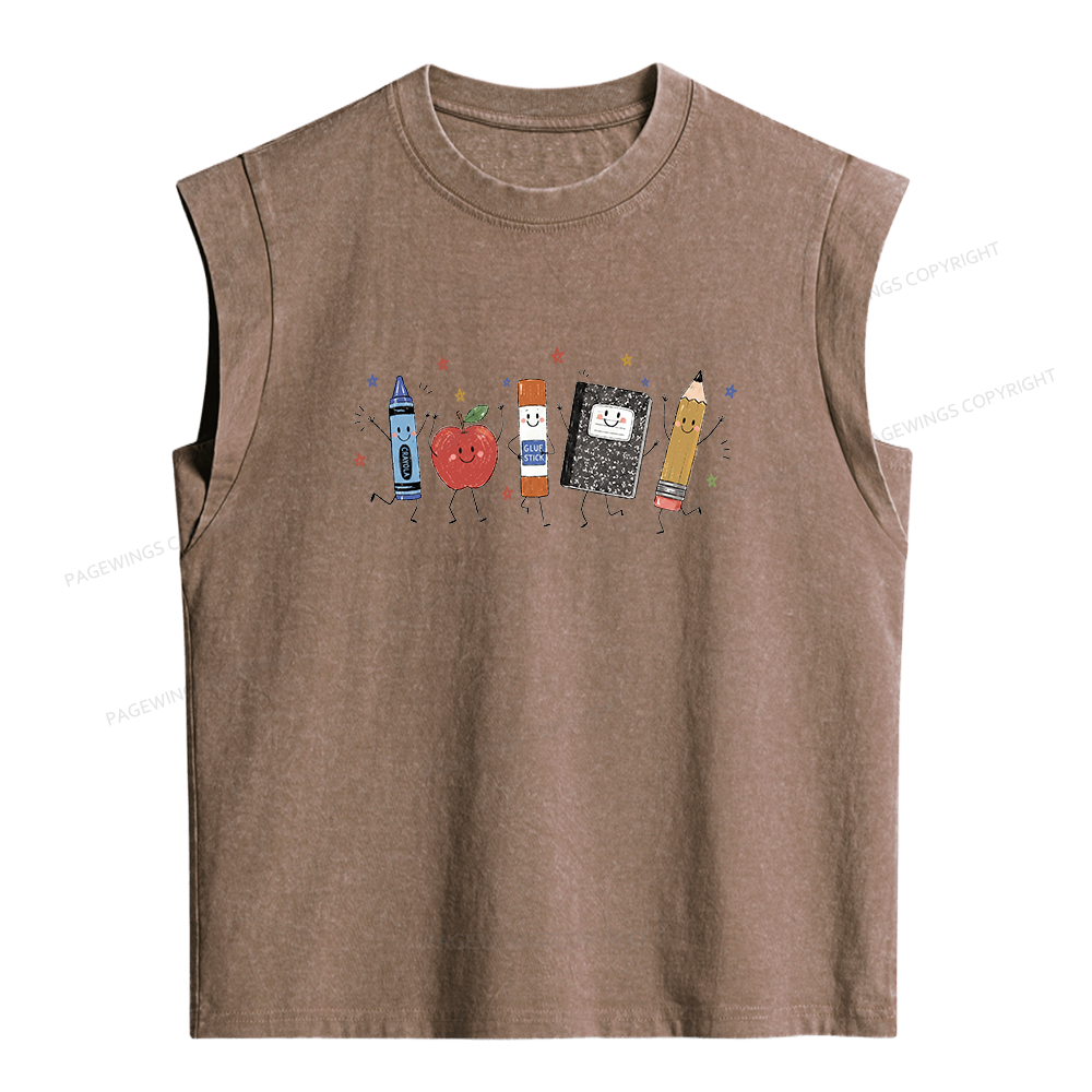 Pagewings Funny Teacher Life Women's Washed Tank Top