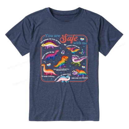 Pagewings Soft Dinosaur Rainbow Unisex Heather T-Shirt