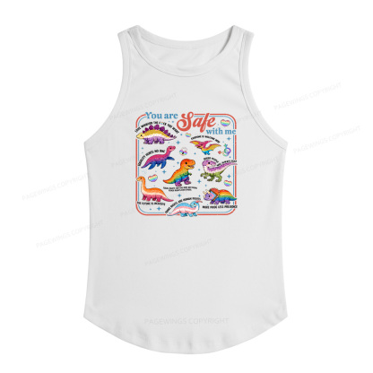 Pagewings Slim Fit Dinosaur Rainbow Women's Fitted Tank Top 