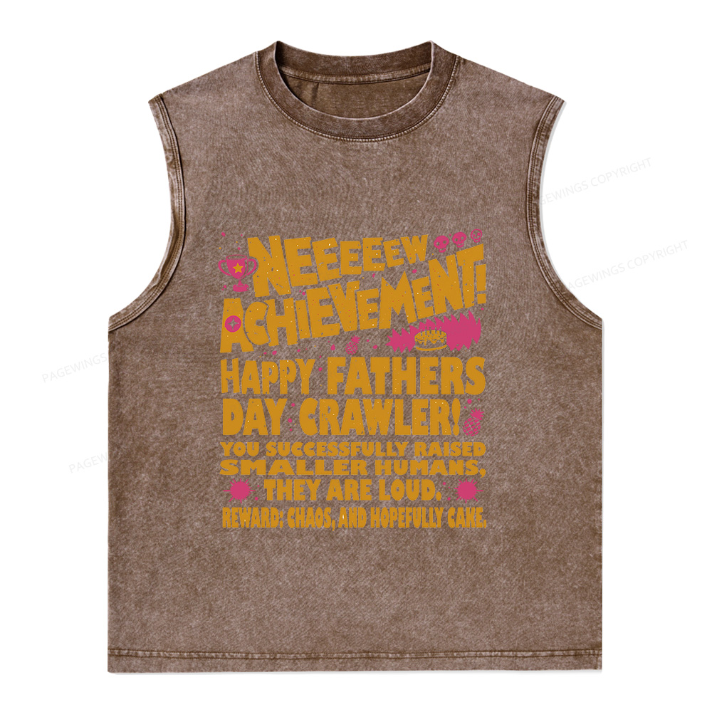 Pagewings Dad Achievement Unisex Washed Tank Top