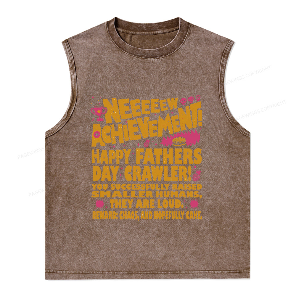 Pagewings Dad Achievement Unisex Washed Tank Top