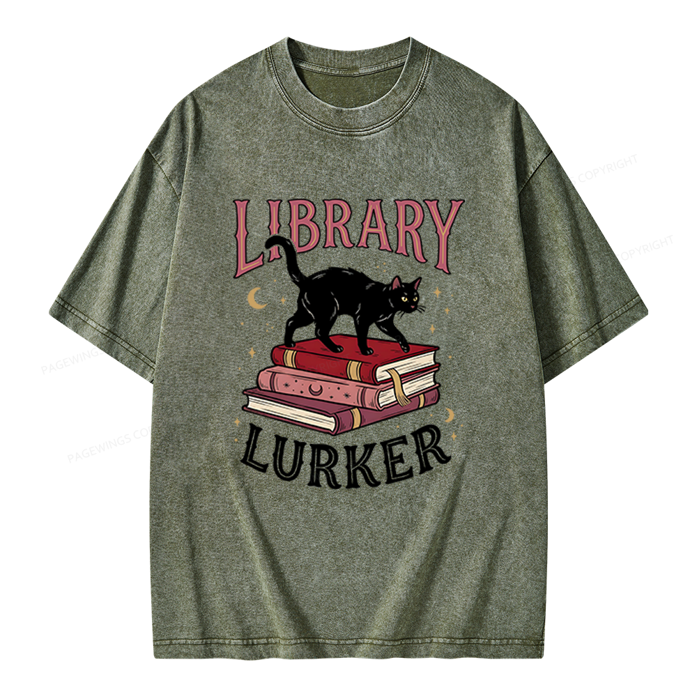 Pagewings Library Lurker Unisex Washed T-shirt