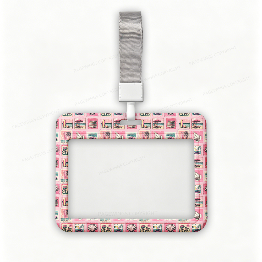 Pagewings Retro Beach Book Lover ABS Badge Holder