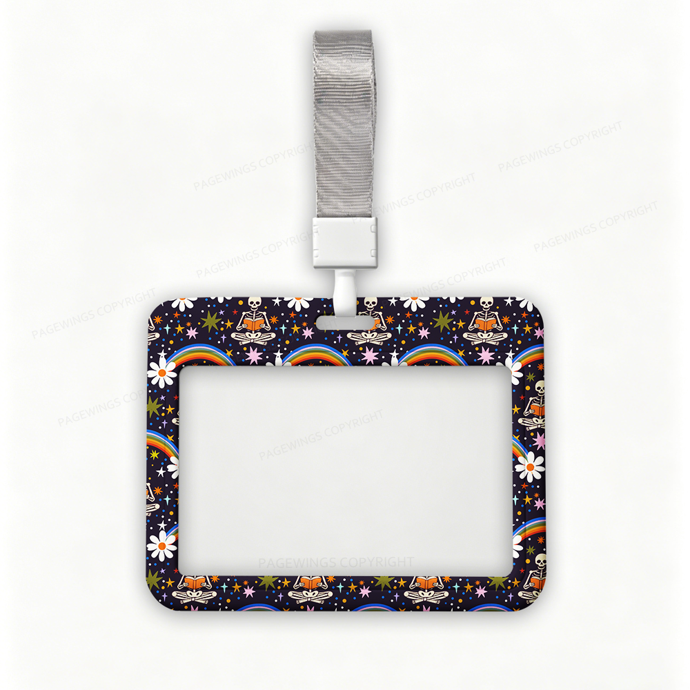 Pagewings Rainbow Skeleton Reading ABS Badge Holder