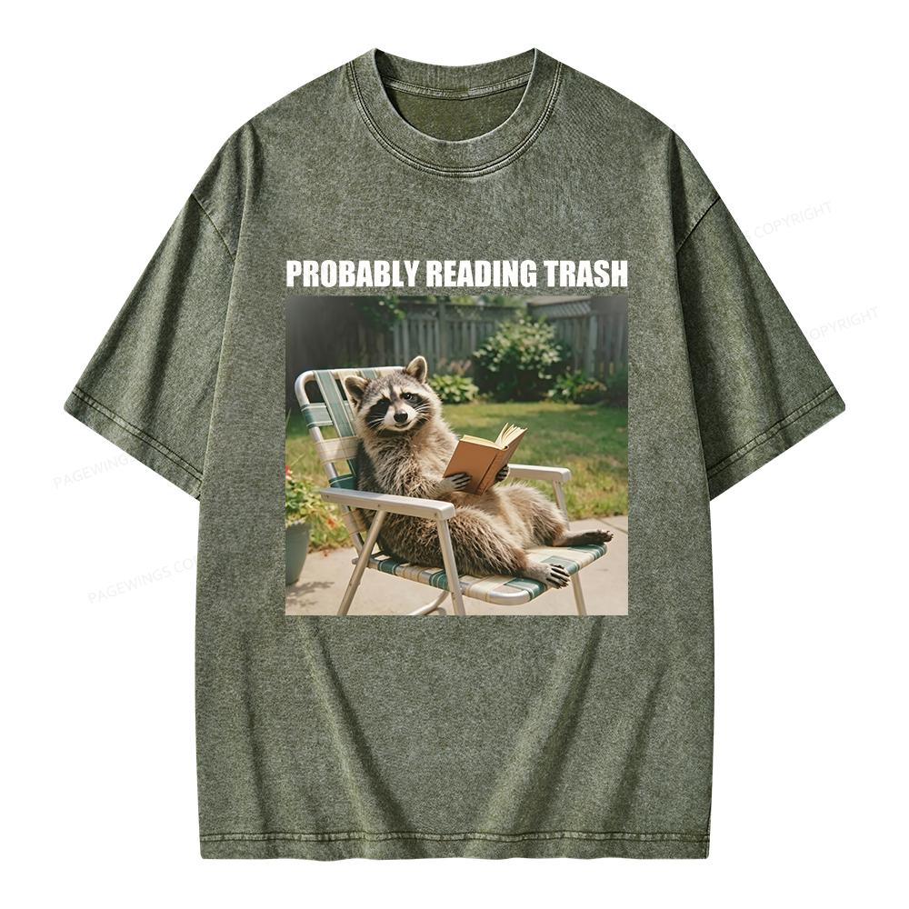 Pagewings Probably Reading Trash Unisex Washed T-shirt