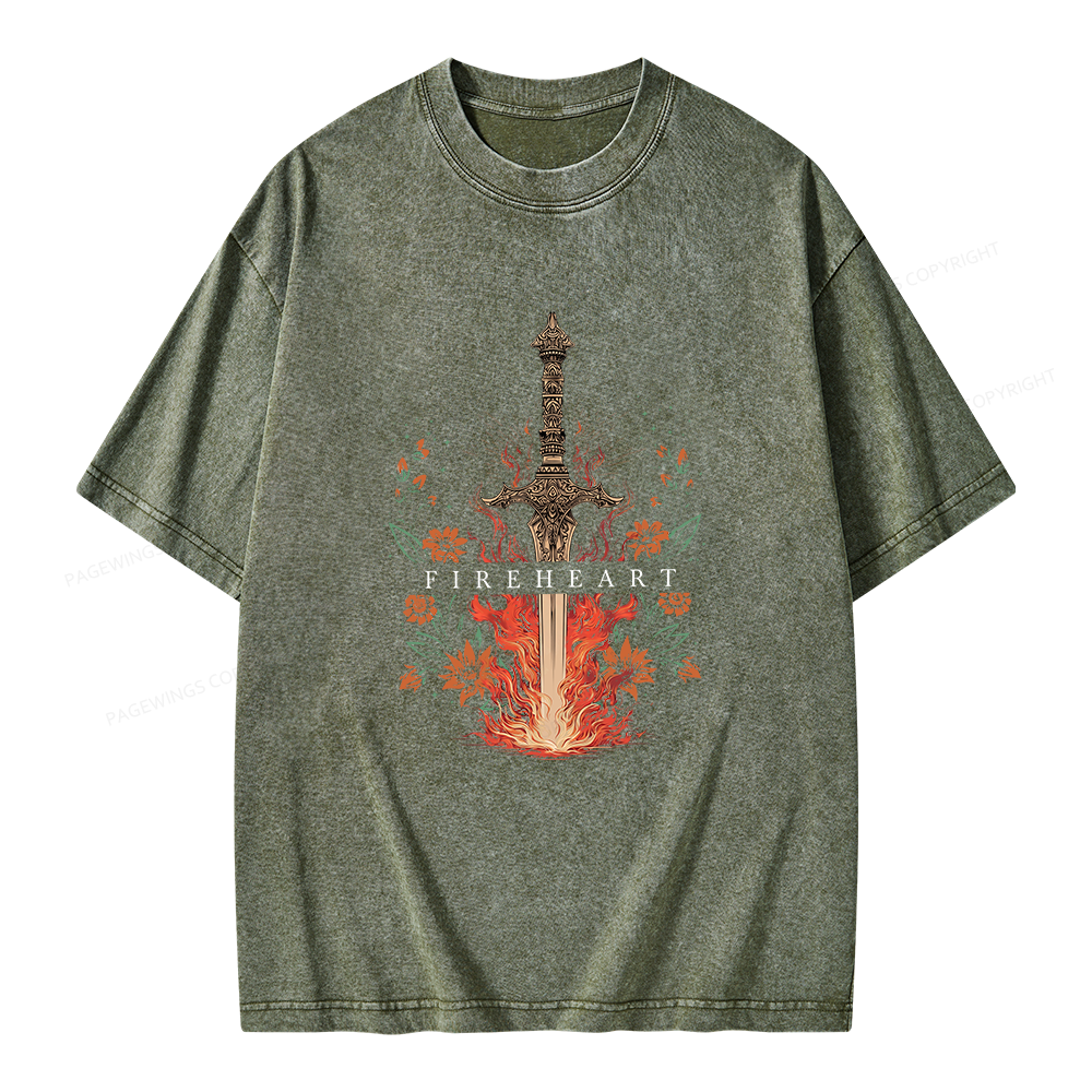 Pagewings Fireheart Unisex Washed T-shirt