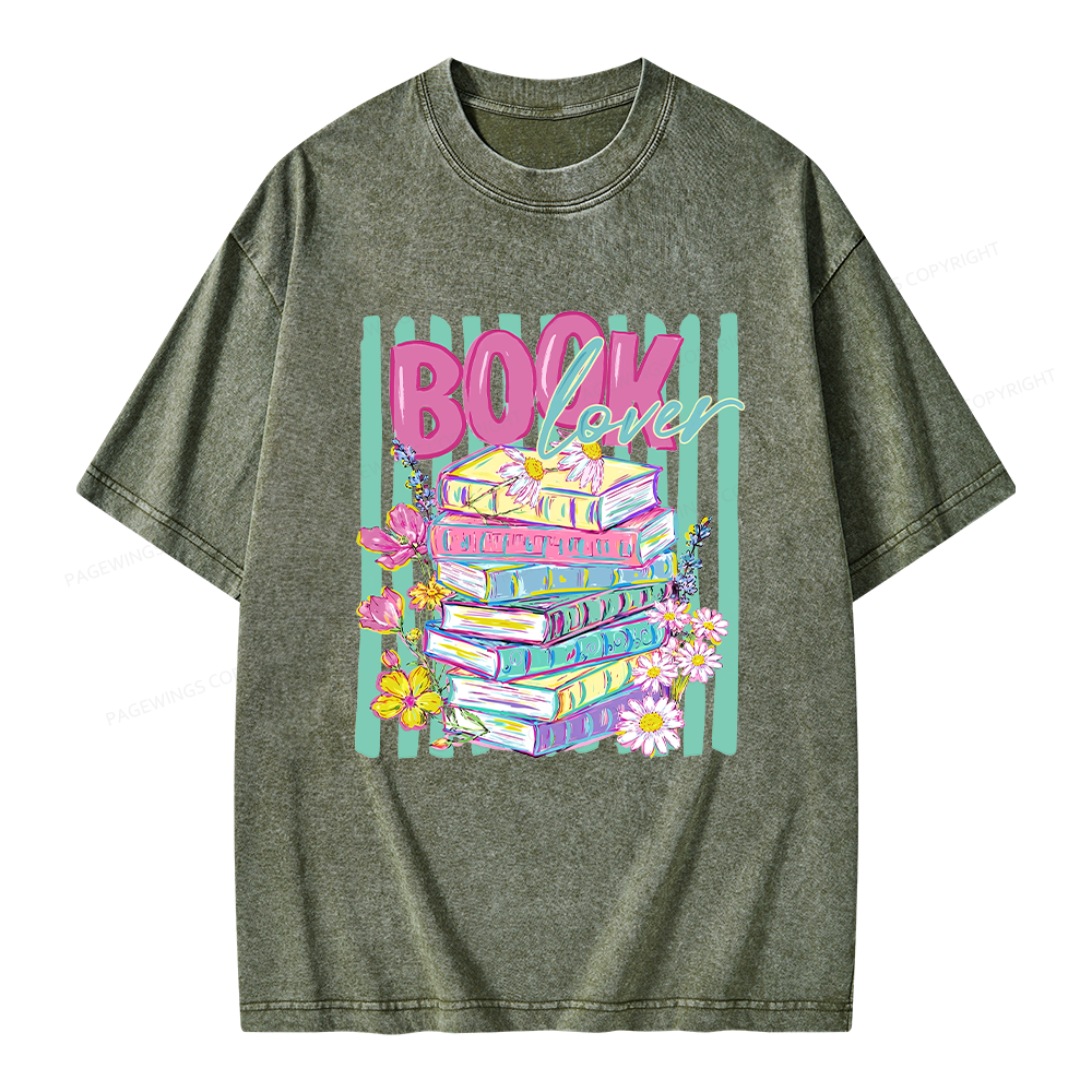 Pagewings Floral Bookish Unisex Washed T-shirt