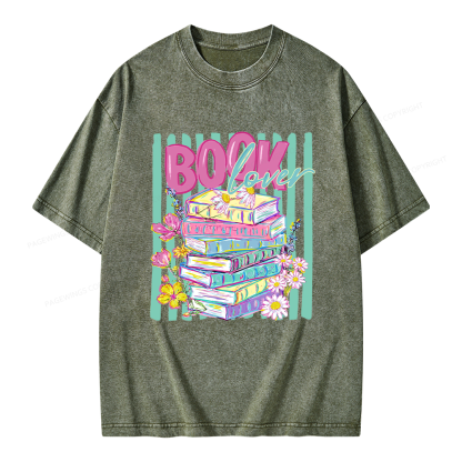 Pagewings Floral Bookish Unisex Washed T-shirt