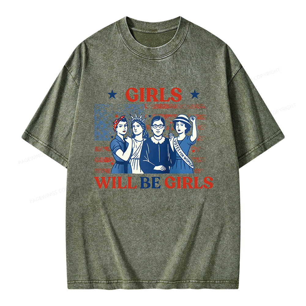 Pagewings Girls Will be Girls Unisex Washed T-shirt