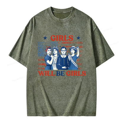 Pagewings Girls Will be Girls Unisex Washed T-shirt