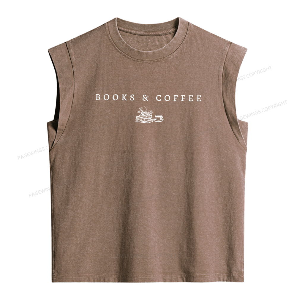 Pagewings Books and Coffee Women's Washed Tank Top