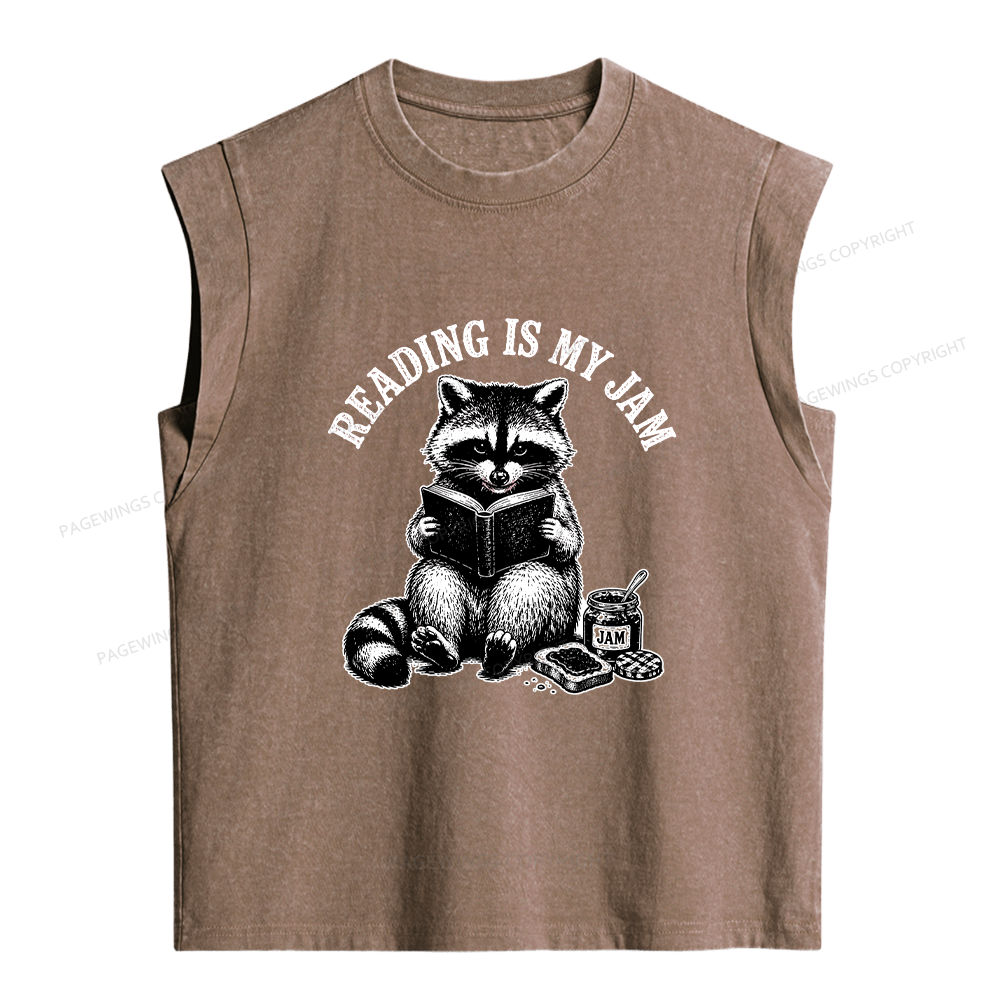 Pagewings Reading Is My Jam Women's Washed Tank Top