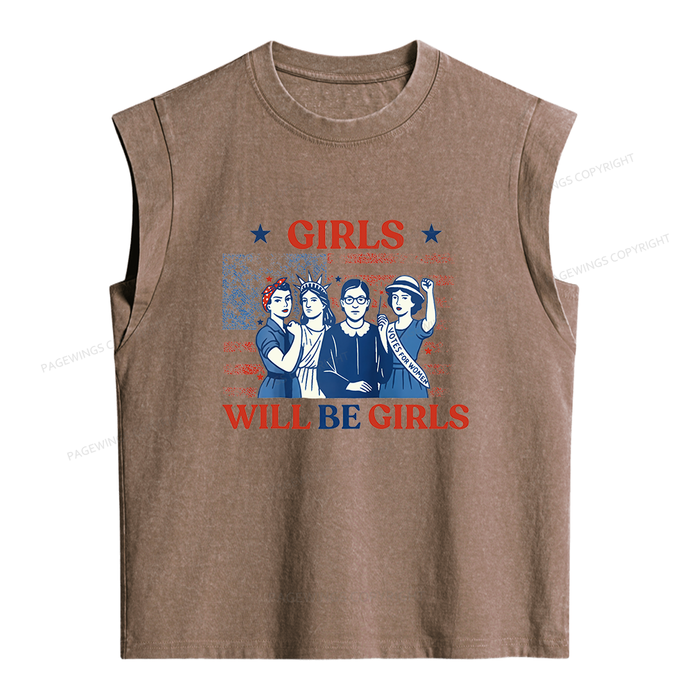 Pagewings Girls Will be Girls Women's Washed Tank Top