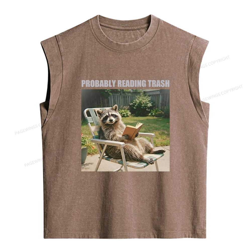 Pagewings Probably Reading Trash Women's Washed Tank Top