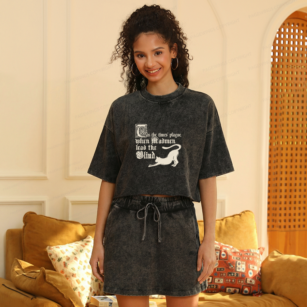 Pagewings Shakespeare Quote Women's Washed Cropped T-shirt