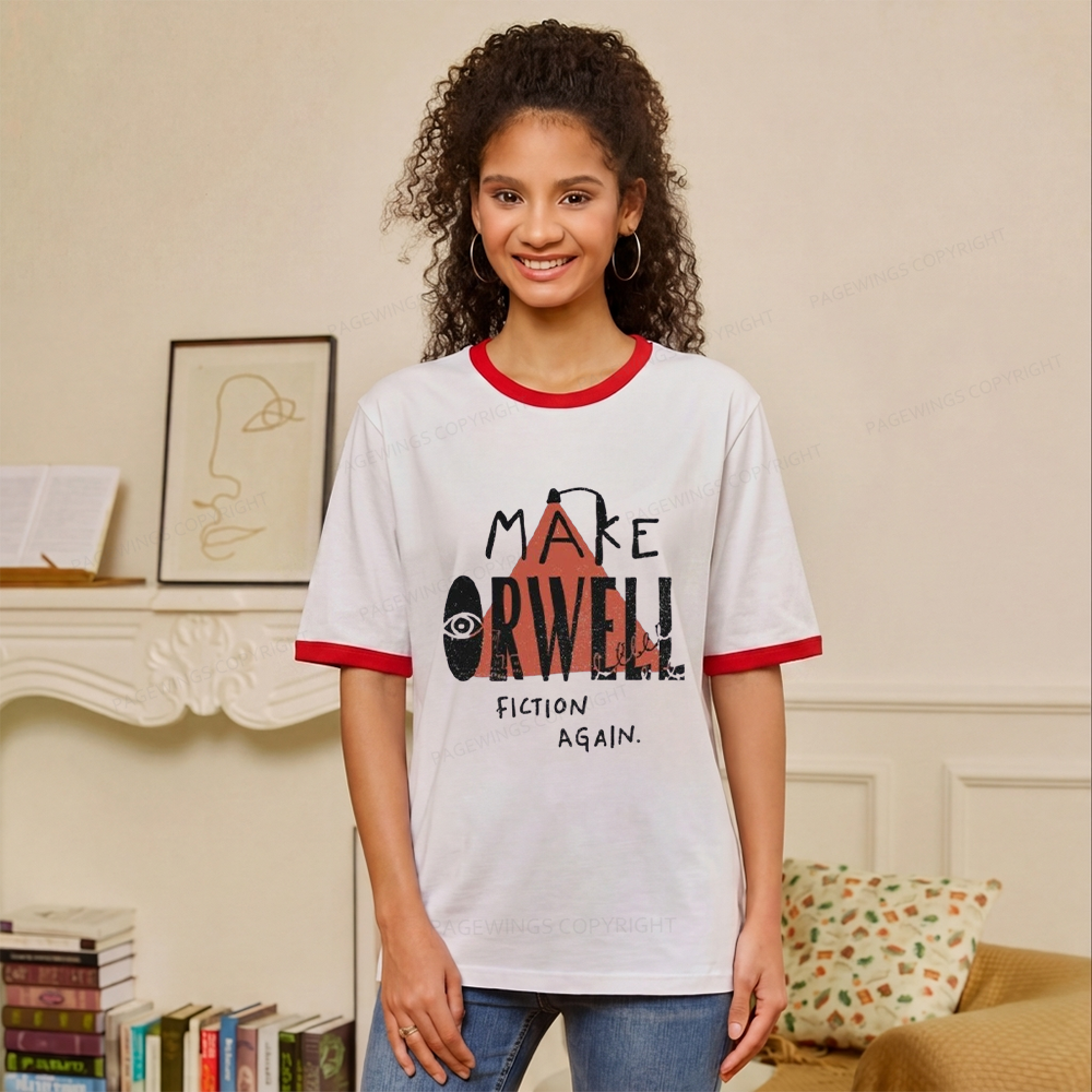 Pagewings Make Orwell Fiction Again Unisex Ringer T-Shirt