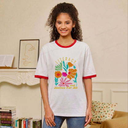 Pagewings Literacy And Justice Unisex Ringer T-Shirt