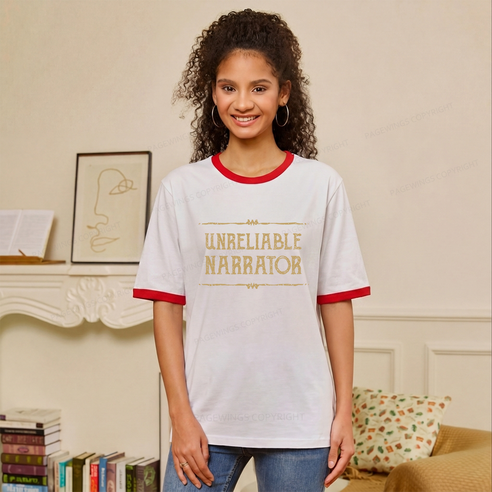 Pagewings Unreliable Narrator Unisex Ringer T-Shirt 