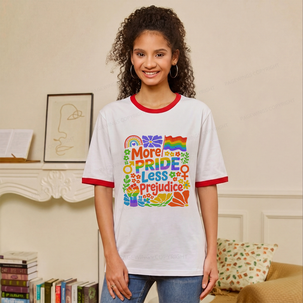 Pagewings More Pride Less Prejudice Unisex Ringer T-Shirt 
