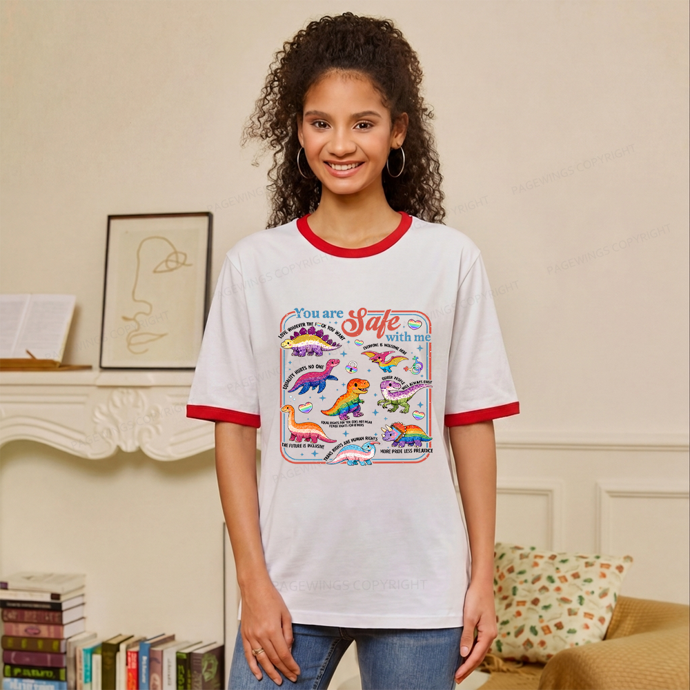 Pagewings You Are Safe With Me Unisex Ringer T-Shirt 