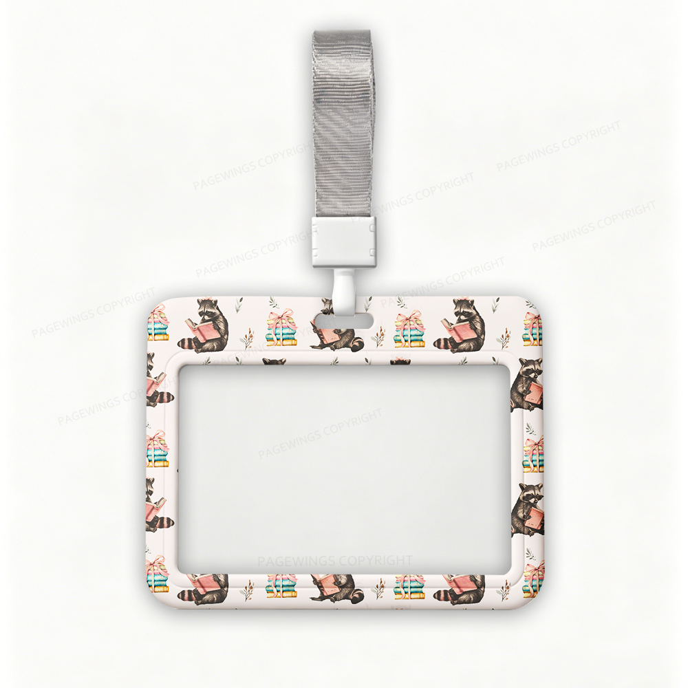 Pagewings Book Raccoon Lover ABS Badge Holder