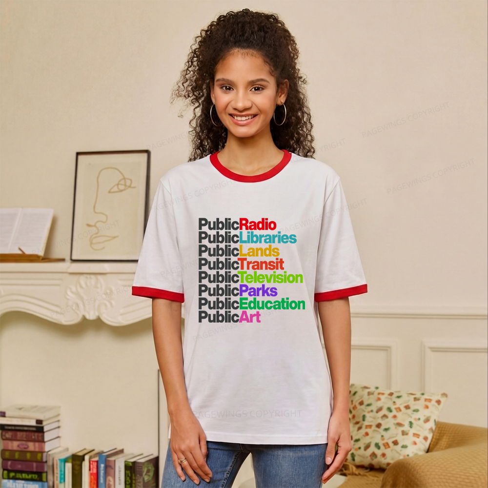 Pagewings Public Libraries Unisex Ringer T-Shirt 