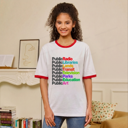 Pagewings Public Libraries Unisex Ringer T-Shirt 