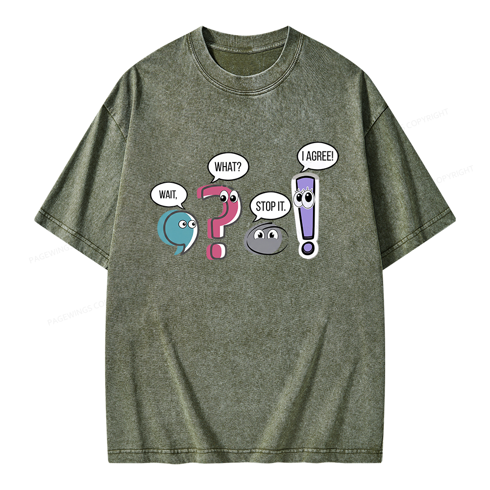 Pagewings Funny Grammar Unisex Washed T-shirt