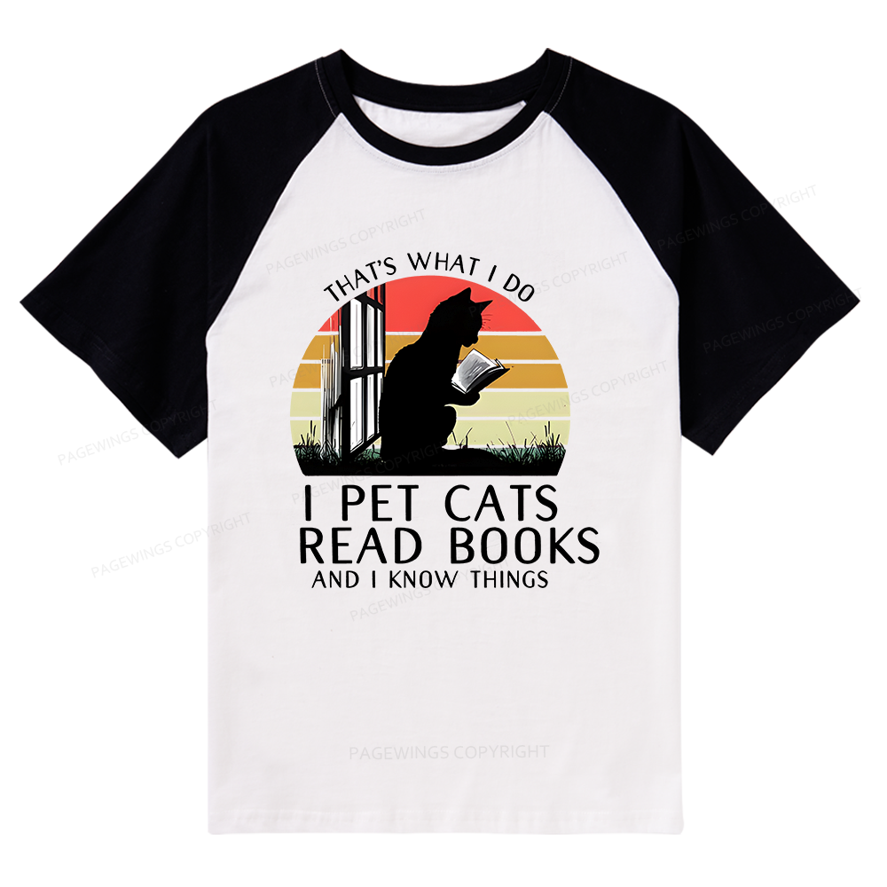 Pagewings Cat And Book Raglan T-shirt