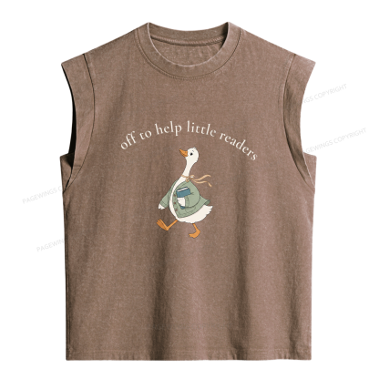 Pagewings Off To Help Little Readers Goose Women's Washed Tank Top
