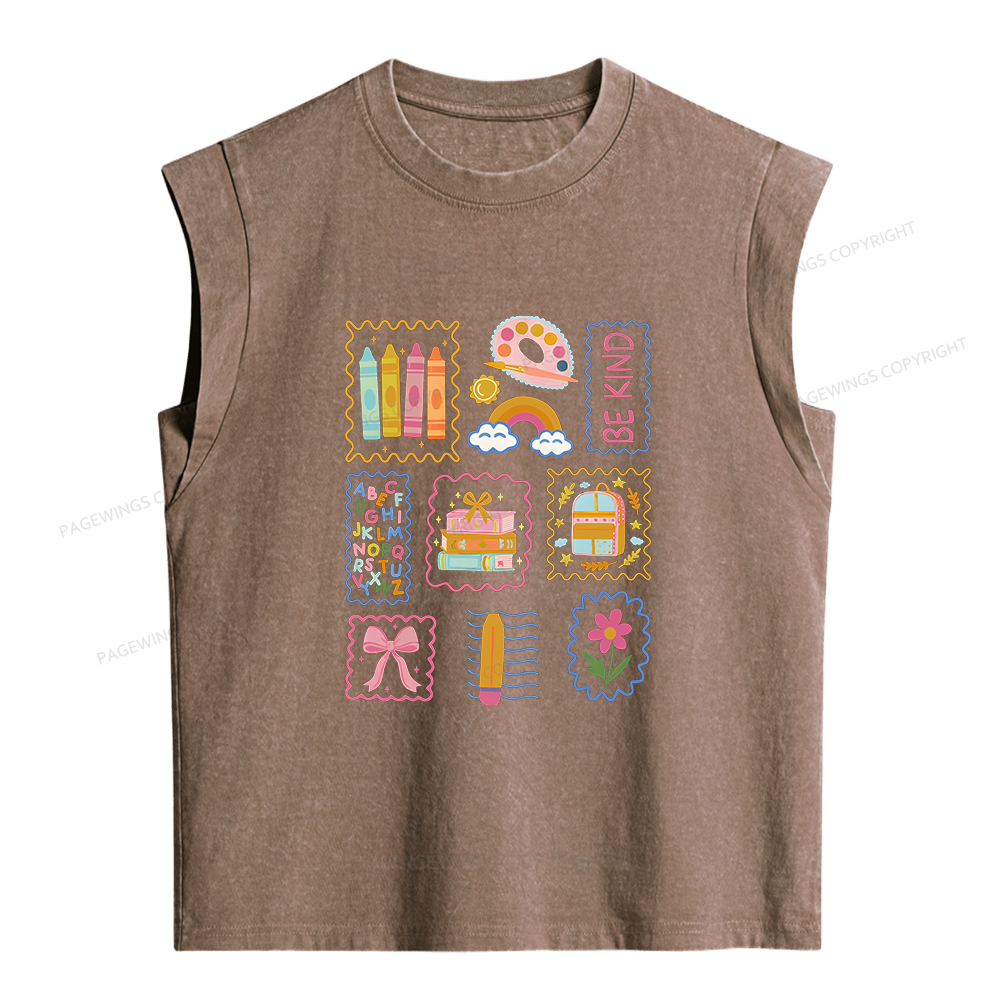 Pagewings Cute Be Kind Women's Washed Tank Top