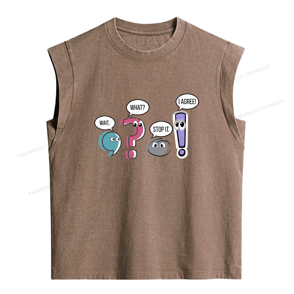 Pagewings Funny Grammar Women's Washed Tank Top