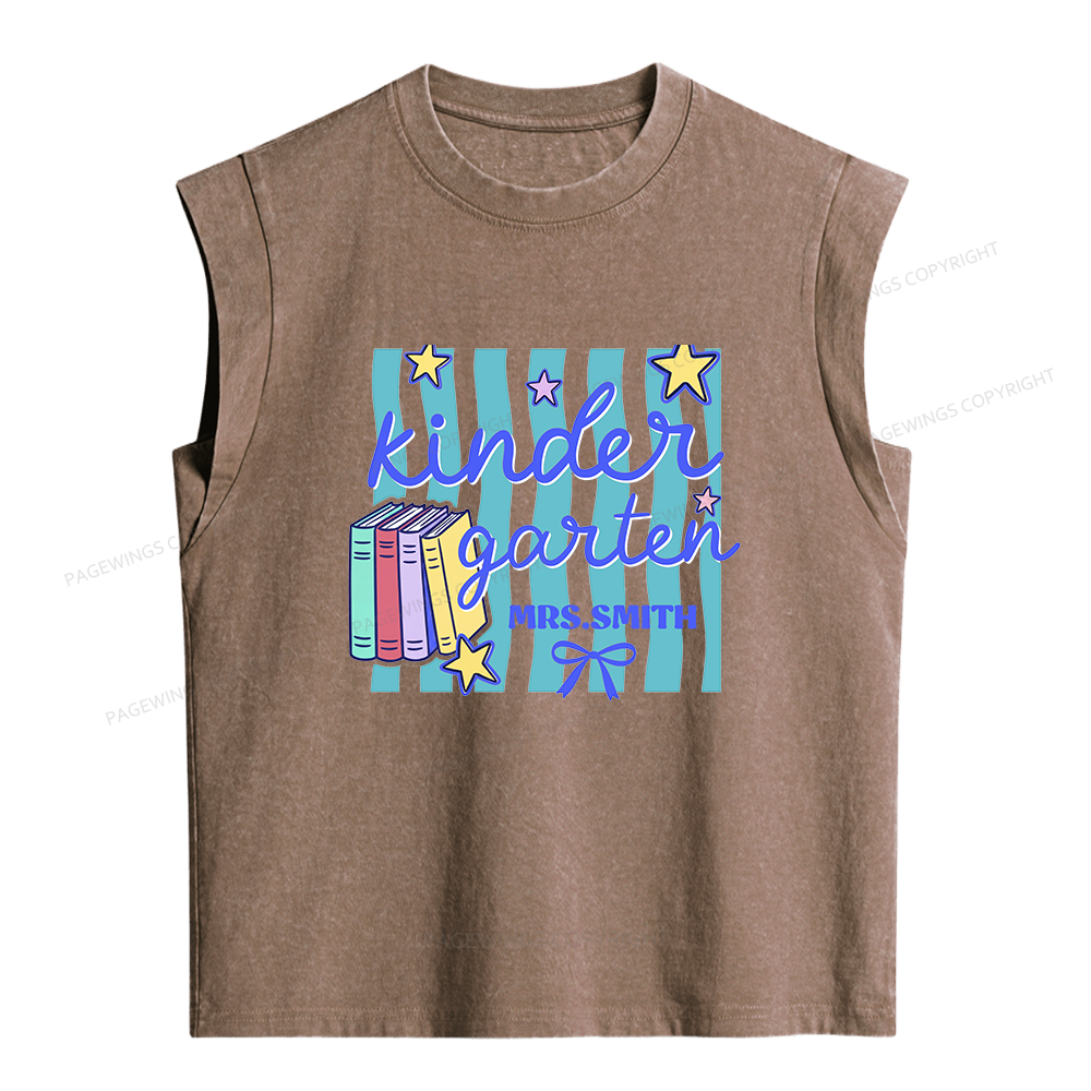 Pagewings Personalized Kindergarten Teacher Women's Washed Tank Top
