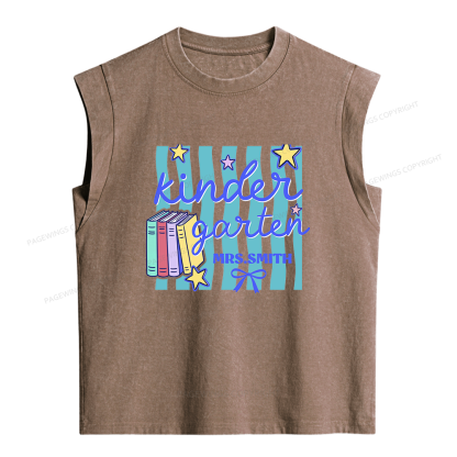 Pagewings Personalized Kindergarten Teacher Women's Washed Tank Top