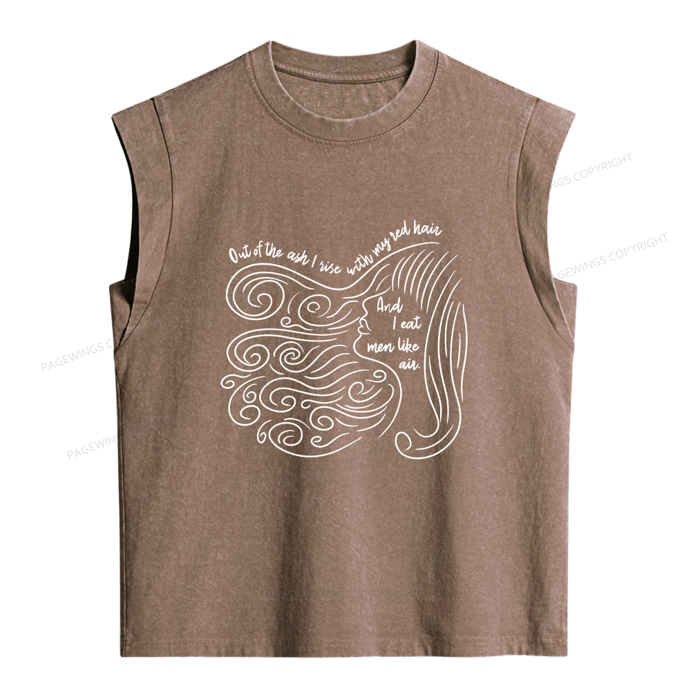 Pagewings Out Of The Ash I Rise With My Red Hair Women's Washed Tank Top