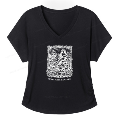 Pagewings Girls Will Be Girls Soft Women's Modal V-neck T-shirt  