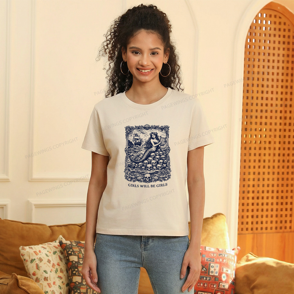 Pagewings Girls Will Be Girls Women's Washed T-shirt