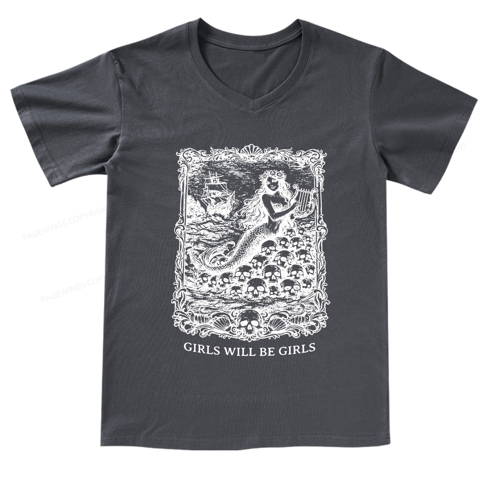 Pagewings Girls Will Be Girls V-neck T-shirt