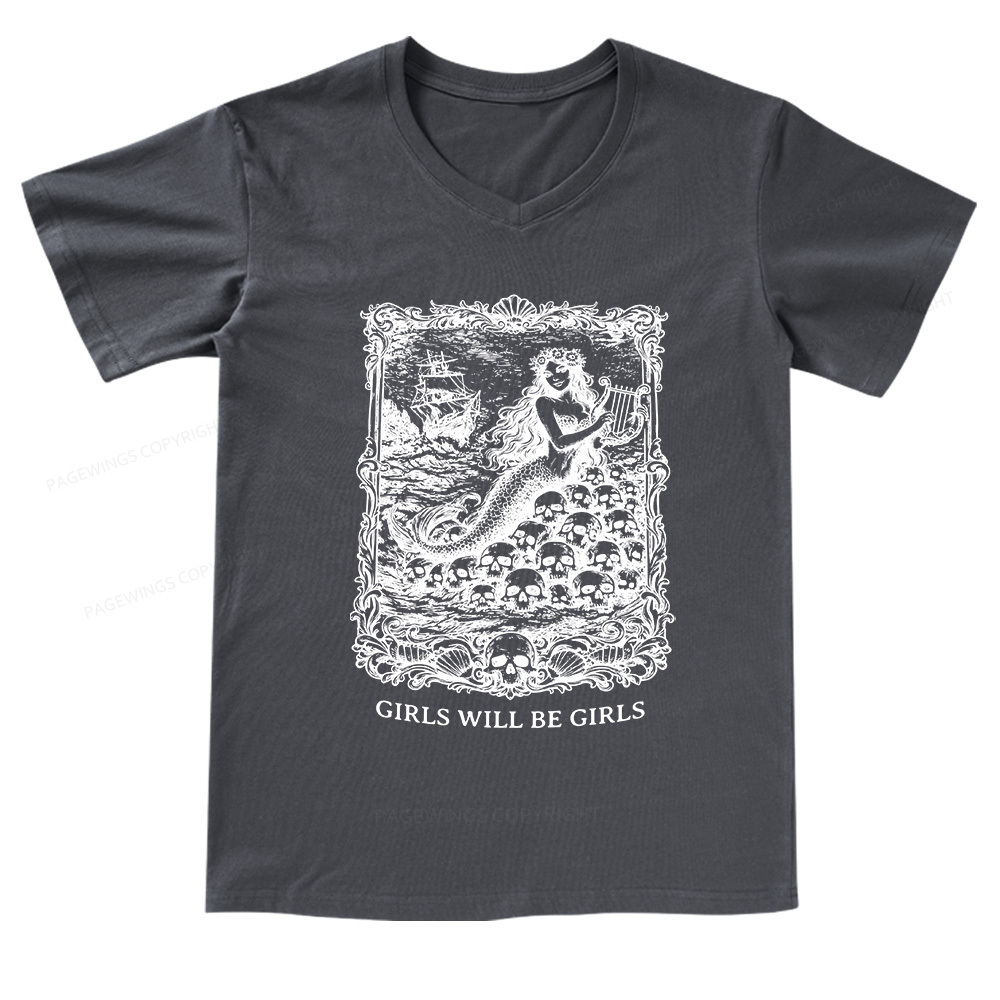Pagewings Girls Will Be Girls V-neck T-shirt