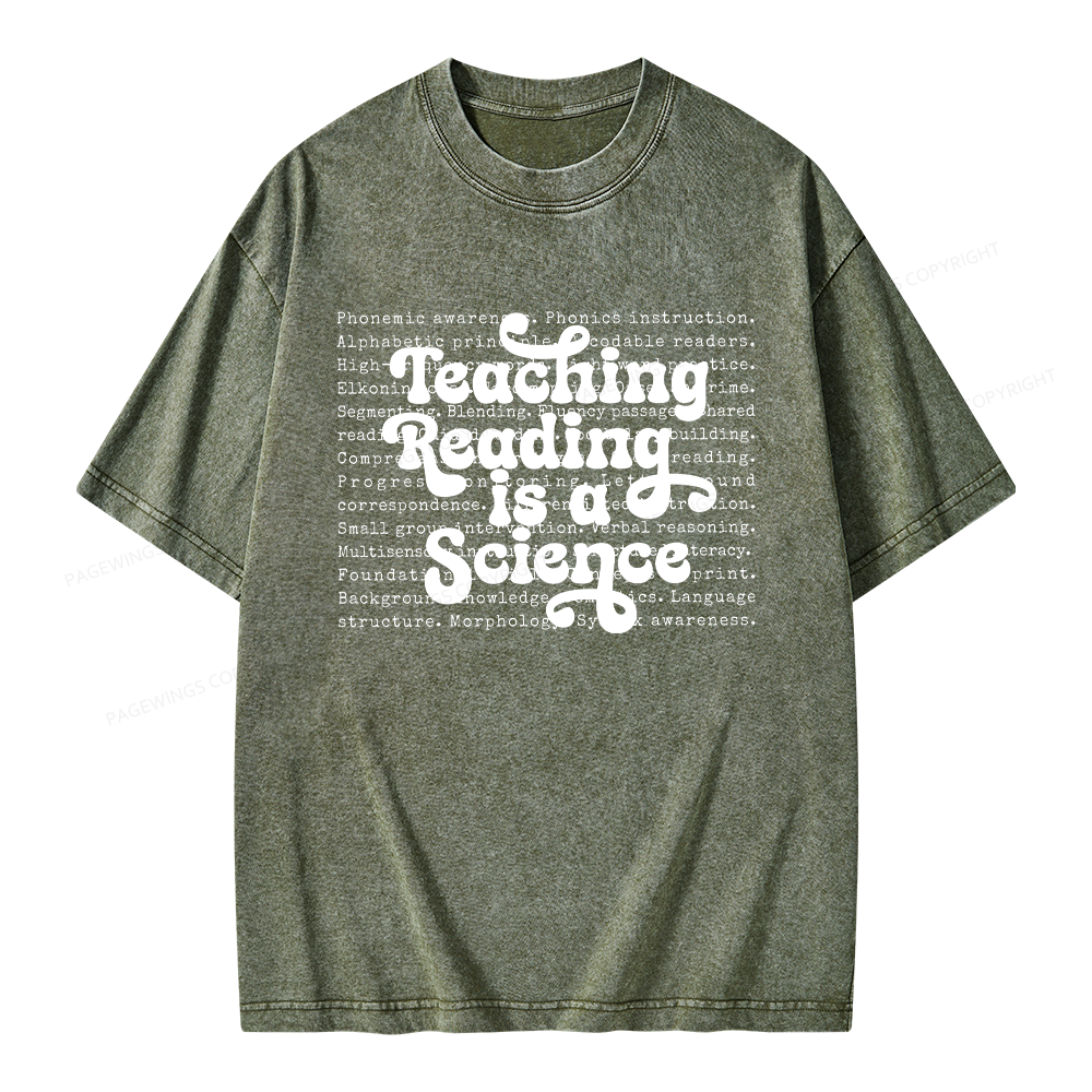 Pagewings Science of Reading Literacy Unisex Washed T-shirt